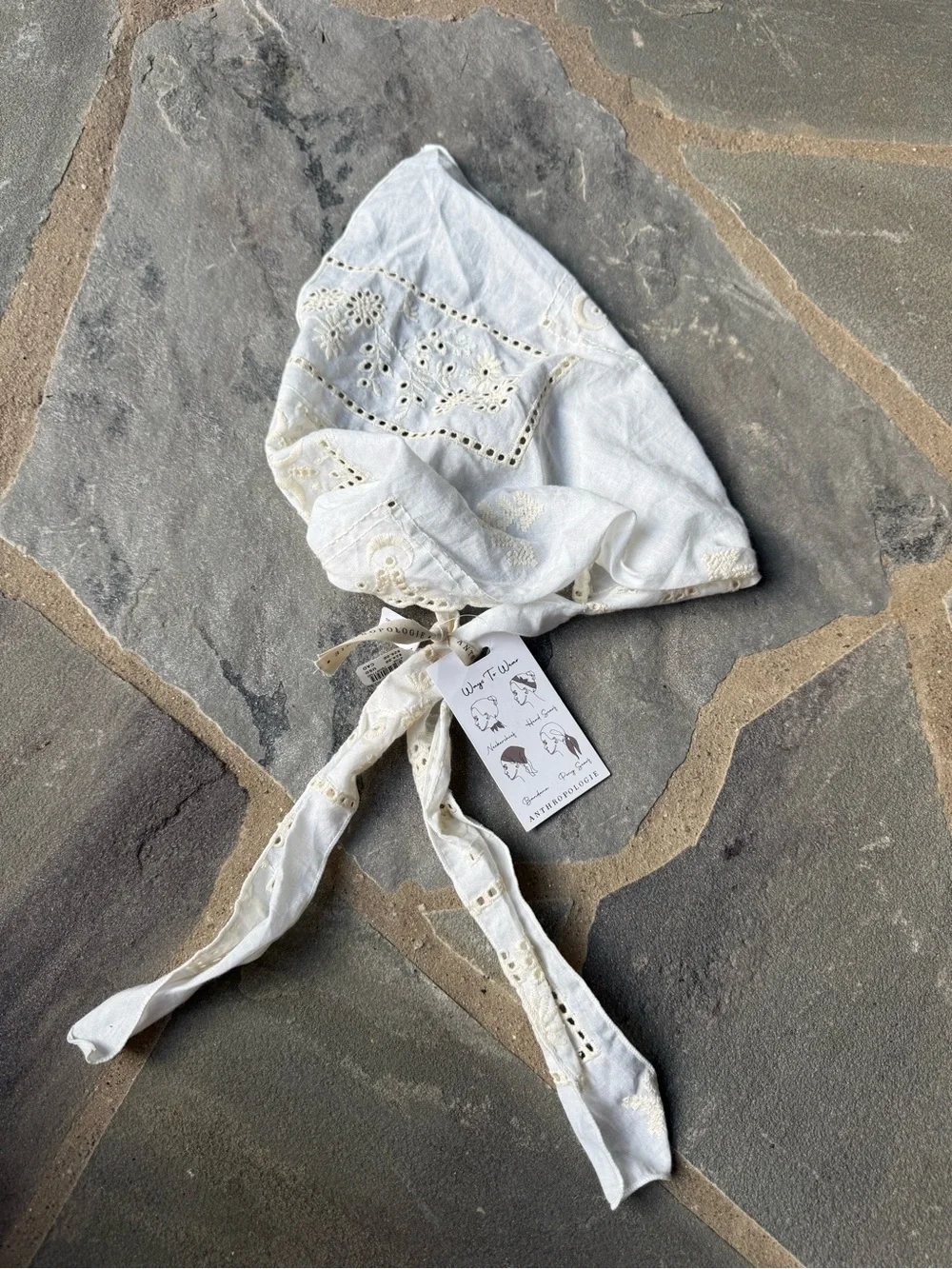 New🌟Anthropologie-Paisley Head Scarf- Ivory